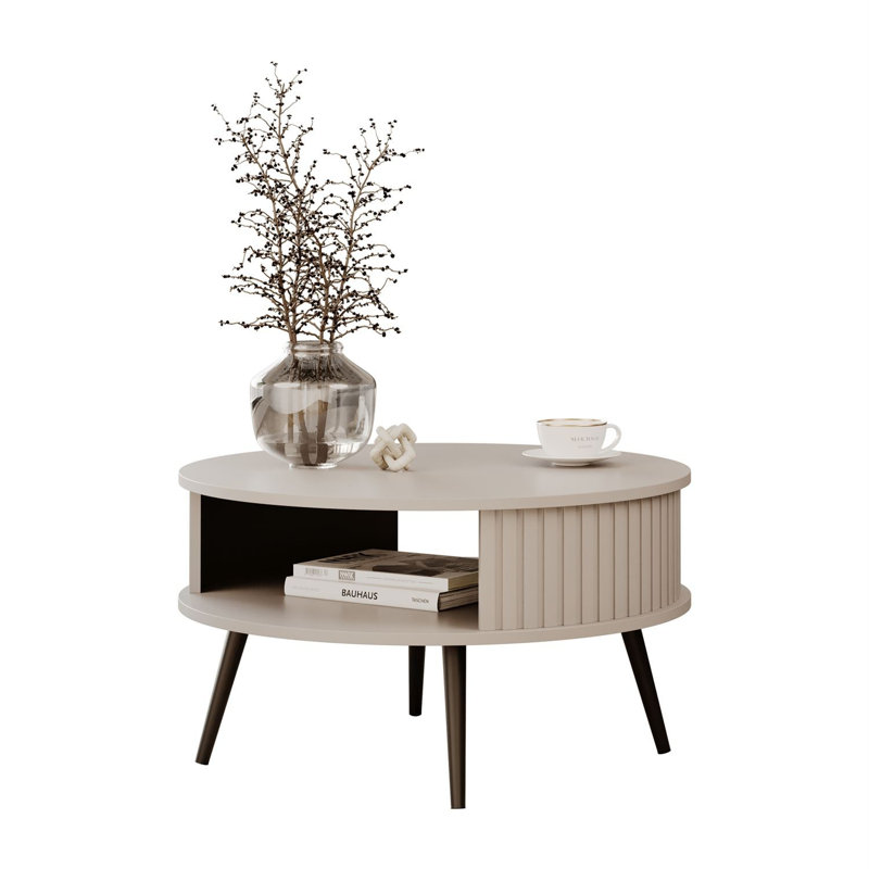 Four Leg Coffee Table with Storage, Beige