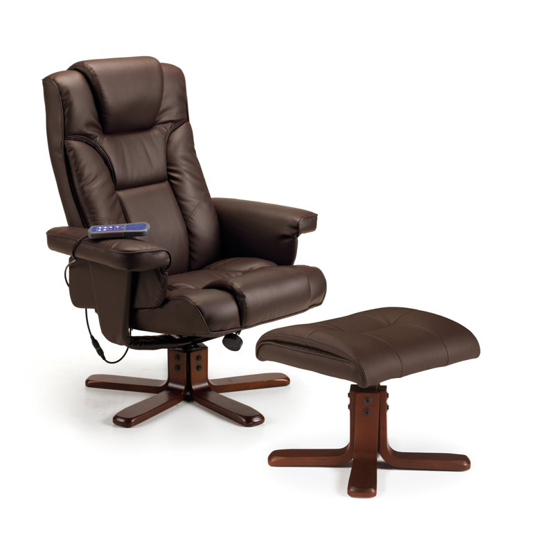 Outen Faux Leather Heated Massage Chair, Brown