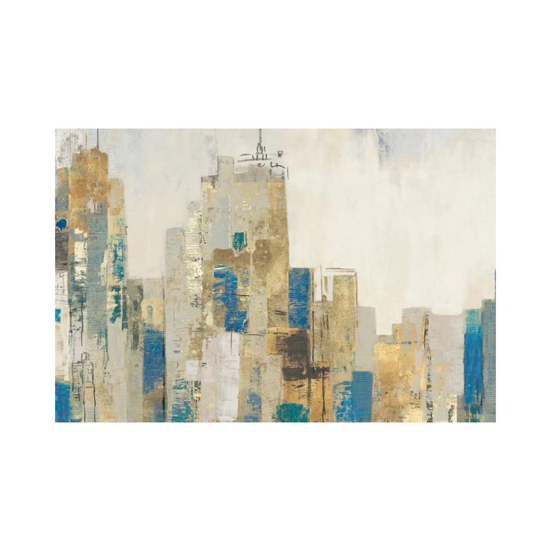 Wide City Blues 1 Piece Wrapped Canvas Painting, 20.32 cm H x 30.48 cm W
