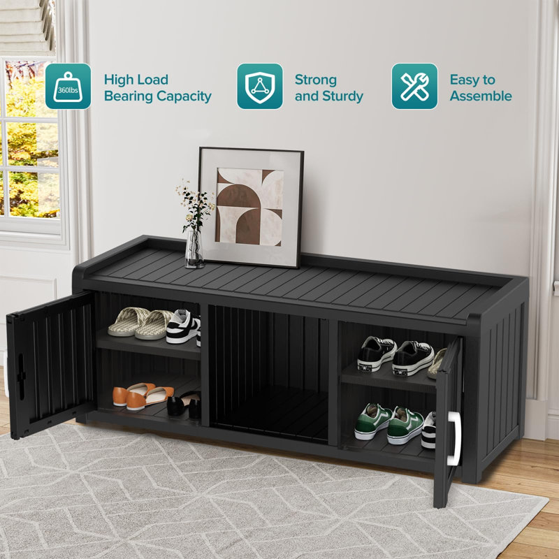 120 Gallon Outdoor Shoe Cabinet Double Doors, Black