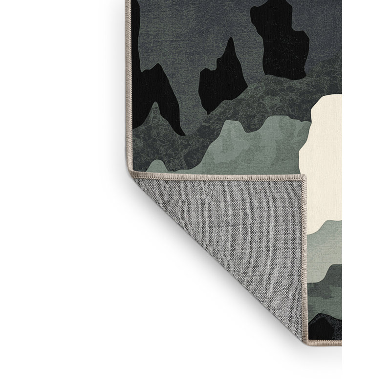 Machine Washable Paitlyn Patagonia Landscape Rustic Arc Rug in Beige – Beige Binding, 2x5