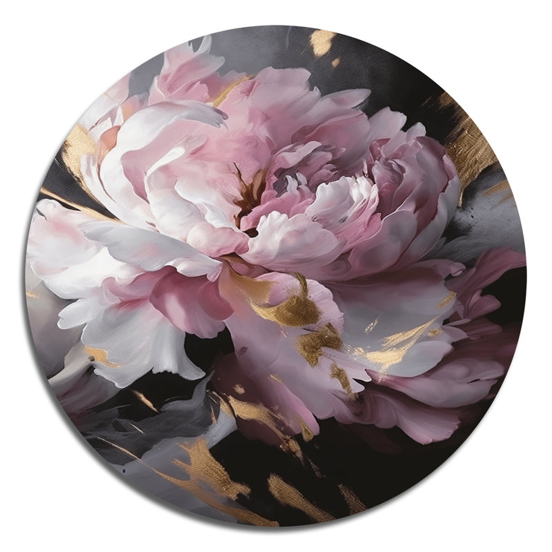 Marieluise " Harmonious Pink Grey Peony Flower II ", 23" H x 23" W x 1" D