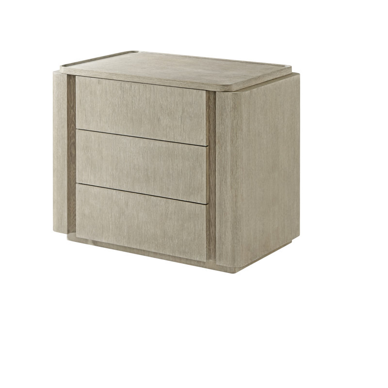 Repose 3 - Drawer Solid Wood Nightstand, Gray Oak