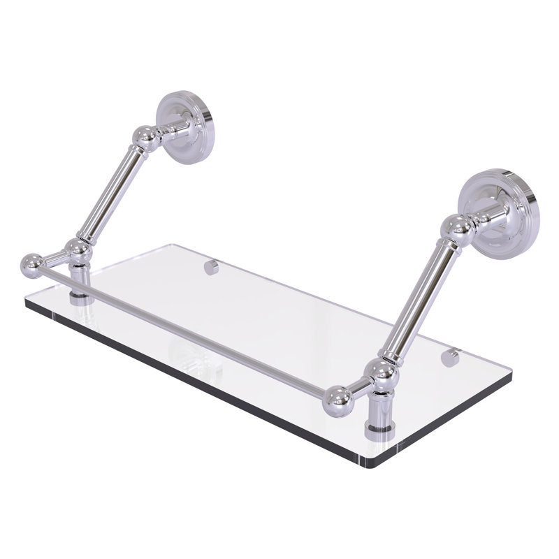 Tablette flottante avec barre de galerie Alcott, Chrome poli, H 8 po x l 18 po x P 8,6 po