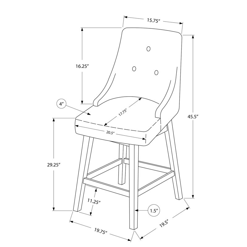 De 2 tabourets de bar, performance pivotante, hauteur, bois blanc, rembourrage d'aspect cuir gris, tabouret Flair moderne, mécanisme, base en bois, coussin de siège