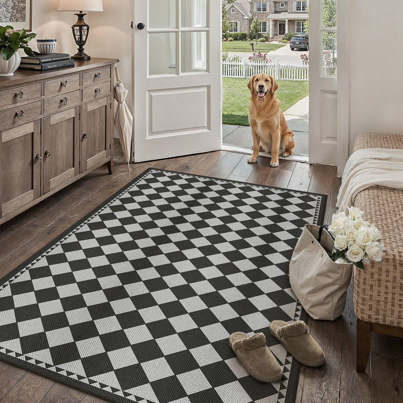  Tapis intérieur / extérieur Geovia, Black/Grey, Rectangle 4' x 6'