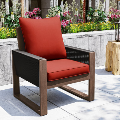 Wood Wicker Chair With Cushions