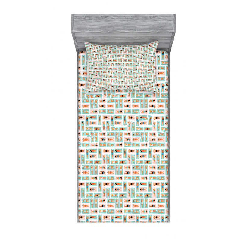 Beach Microfiber Sheet Set, Twin XL Sheet Set with Fitted Sheet