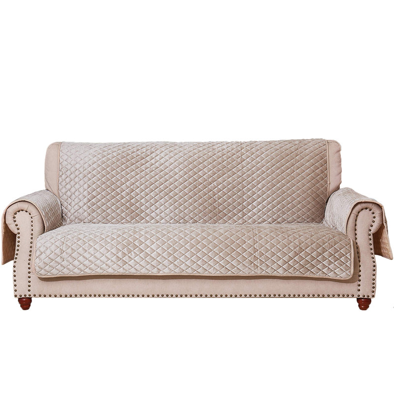Housse antidérapante pour canapé (68/78 po), 100 % polyester beige, H 75,5 po x l 124 po x P 68 po