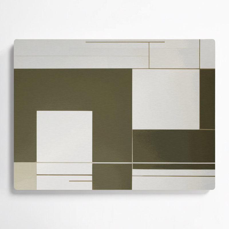 Minimalisme 52, art mural en métal beige, H 20 po x l 24 po