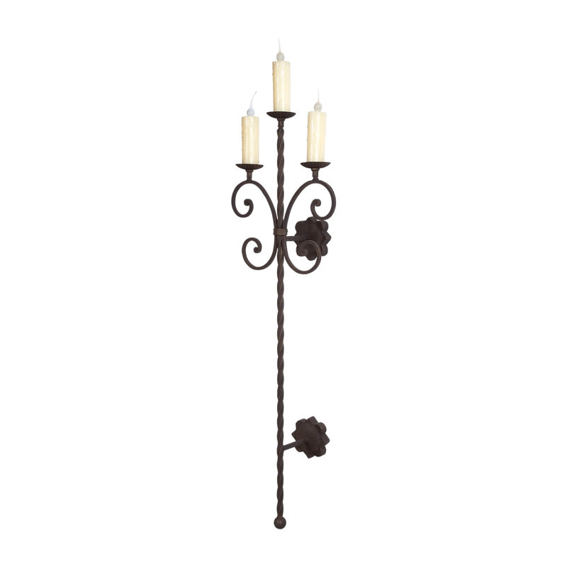 3 - Light Candle Wall Light, Old World Gold