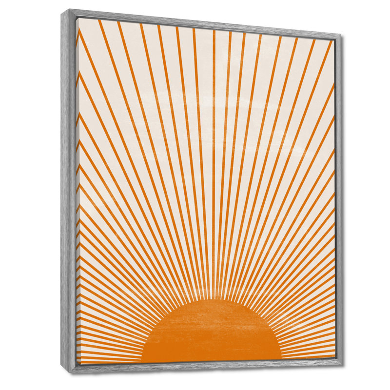 Soleil, art mural sur toile, impression graphique minimaliste orange - Orange Sun Print III, H 44 po x l 34 po, Argent