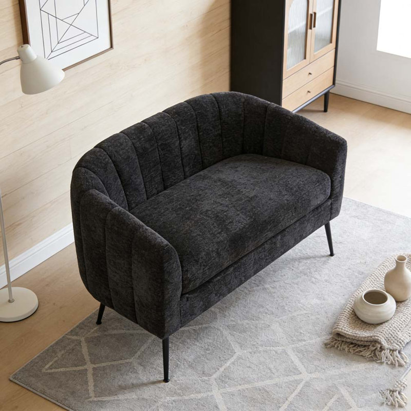 Canapé d'appoint 50,5 po en chenille, Noir