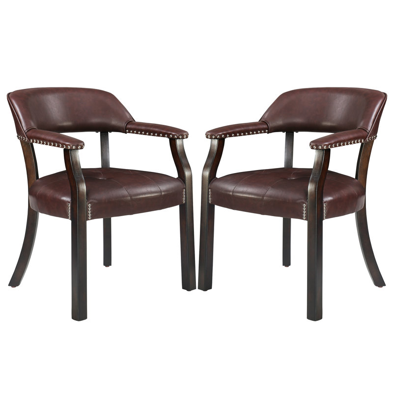 LUMERA Collection Tufted Arm Dining Chair Walnut, Walnut, Walnut
