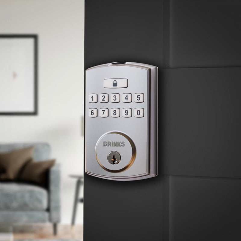 Brinks Electronic Fingerprint Deadbolt, Satin Nickel