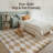 Modern Beige/Brown Checkered Machine-Washable Shag Area Rug-376080391-376080384