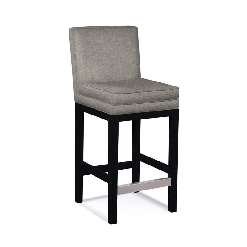 Upholstered Stool, Black Finish, Basic Grey; 0317-83