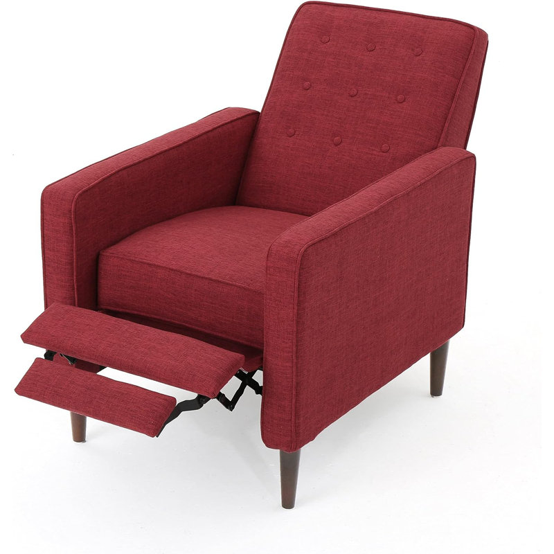 Upholstered Swivel Recliner, Red Polyester Blend