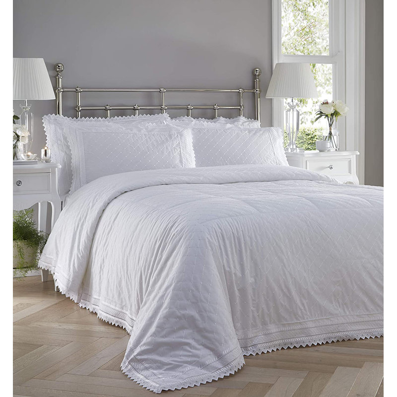 Blanche Timeless Contemporary Duvet Cover Set, White, 200 x 200cm Duvet Cover + 2 Standard Pillowcases