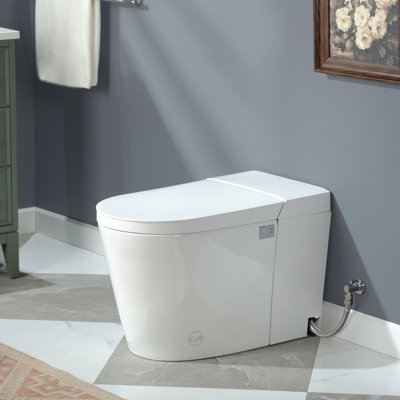Smart Toilet Without Bidet Function, Auto Open/close Lid, Foot Sensor, Auto Flush, Power Outage Flush, Heated Seat, Easy To Install