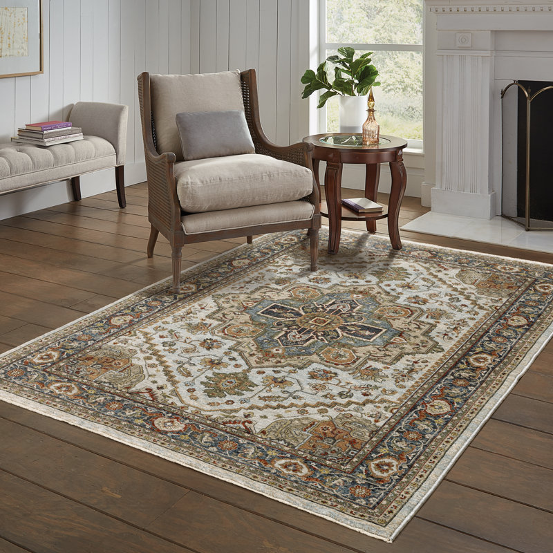 Tapis beige / bleu ciel Hovis, Rectangle 7 pi 10 po x 10 pi 10 po