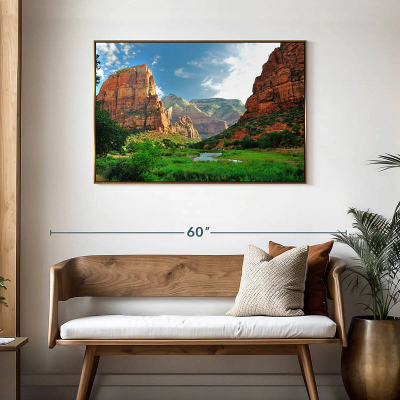 Canyons du parc national de Zion, Cadre flottant doré, 43 po x 29 po