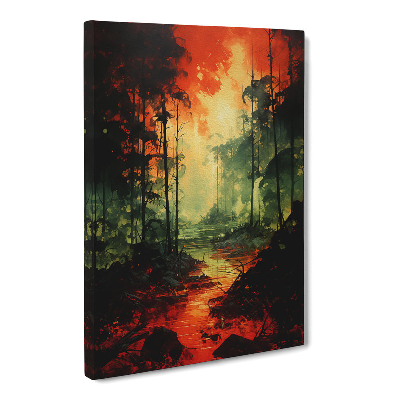 Forest Action Painting - Wrapped Canvas, 50cm H x 35cm W x 3cm D