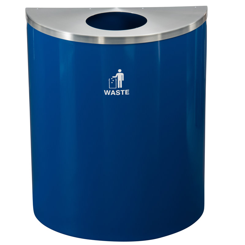 Poubelle, 29, Bleu / aluminium satiné, H 28,5 po x l 24 po x P 12 po