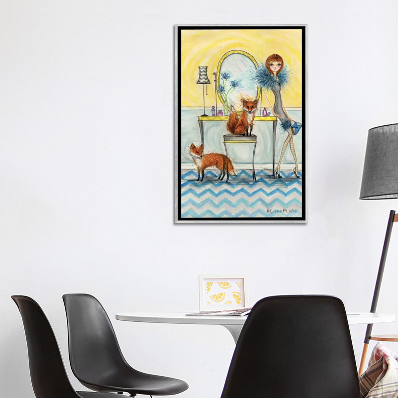 Art fiona et fox, H 40 po x l 26 po x P 1,5 po, Toile avec cadre argenté
