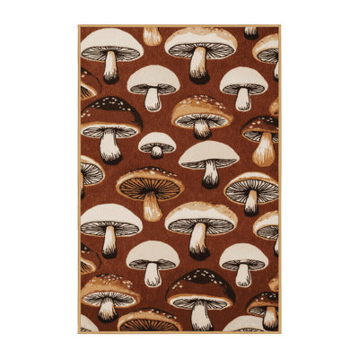 Washable Button Mushroom Vegetables Area Rug