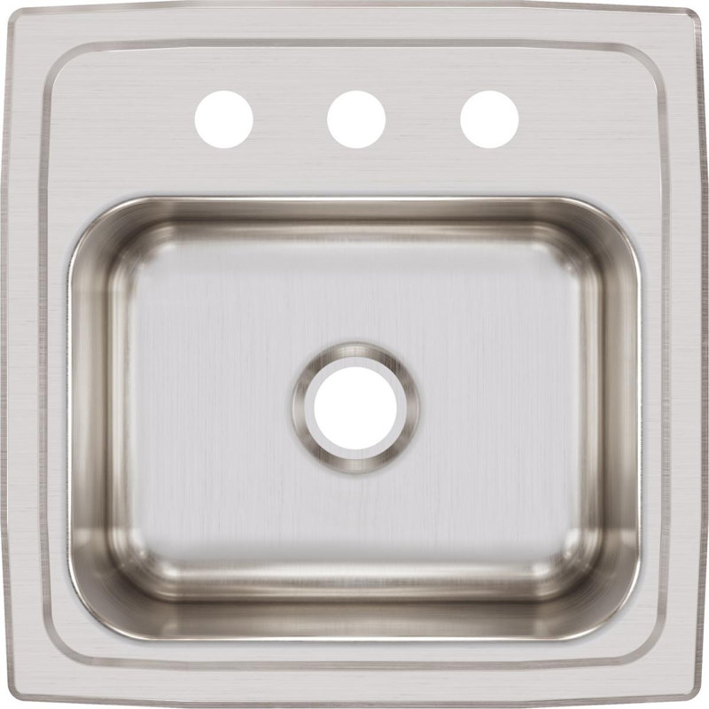 Lustertone 15" L x 15" W Dual Mount Kitchen Sink, 3 hole