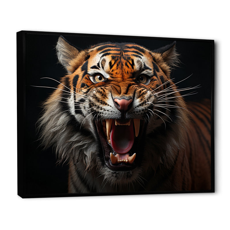«Tiger Stripes Of Power II» sur toile, H 34 po x l 44 po x P 1,5 po, Cadre flottant noir