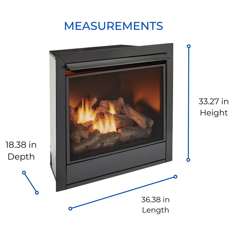 Duluth Forge 36.38 " W Black Natural Gas Propane Fireplace Insert with BTU 32000