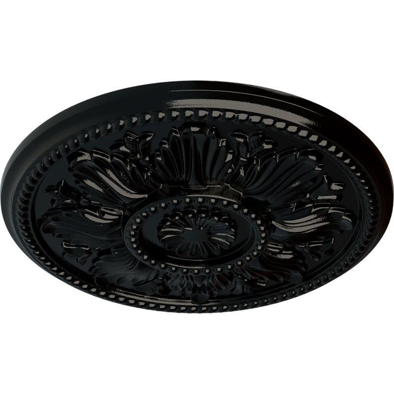 Endurathane Edinburgh Ceiling Medallion, 18"OD x 1 3/4"P (Fits Canopies up to 5 1/4"), Hand-Painted Black Pearl Finish
