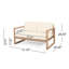 Ensemble de causeuse et table basse d'extérieur en bois d'acacia avec coussins, délavé brun, beige