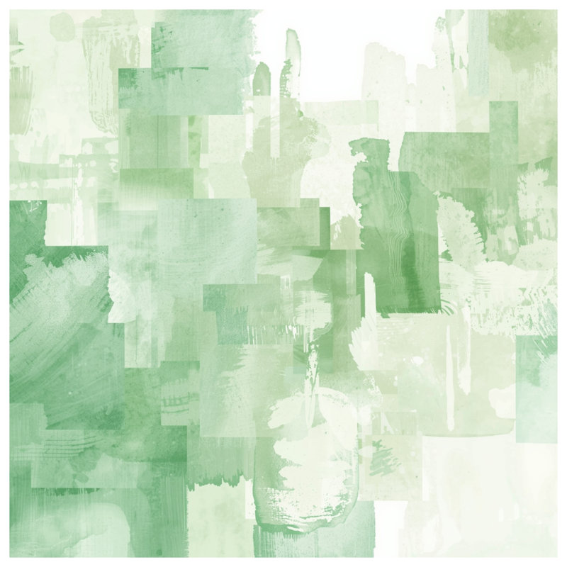Tapisserie murale blocs abstraits verts - Décoration murale abstraite, H 50 po x l 60 po avec 4 œillets