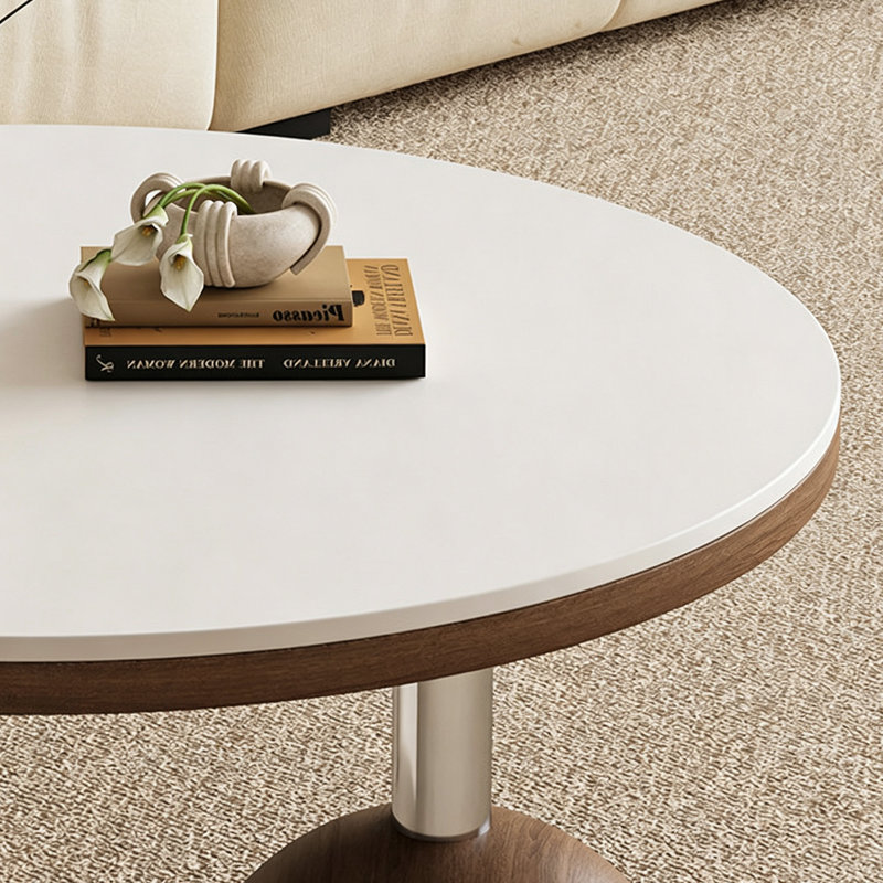 Table basse pour petit appartement Creativité, 12.59" H x 27.55" W x 27.55" D, White/Cream, Solid