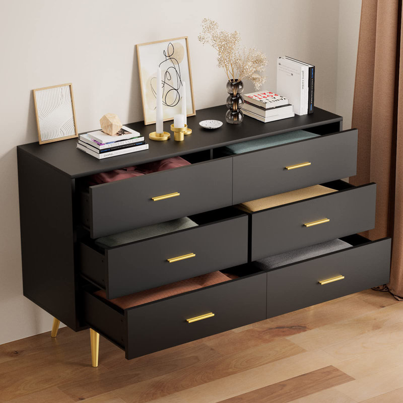 Commode 6 tiroirs Sejan, Noir