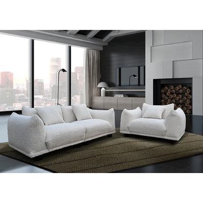 Halimah Teddy Bear Fabric Sofa And Oversize Chair Set