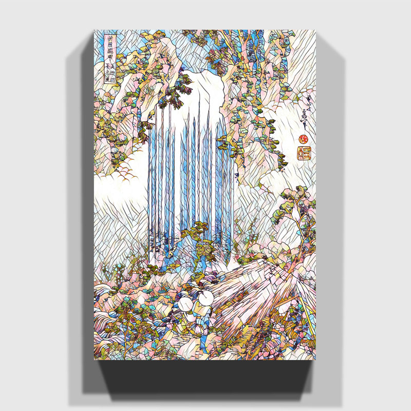 Yoro Waterfall Japanese Oriental by Katsushika Hokusai - Wrapped Canvas, 60cm H x 40cm W