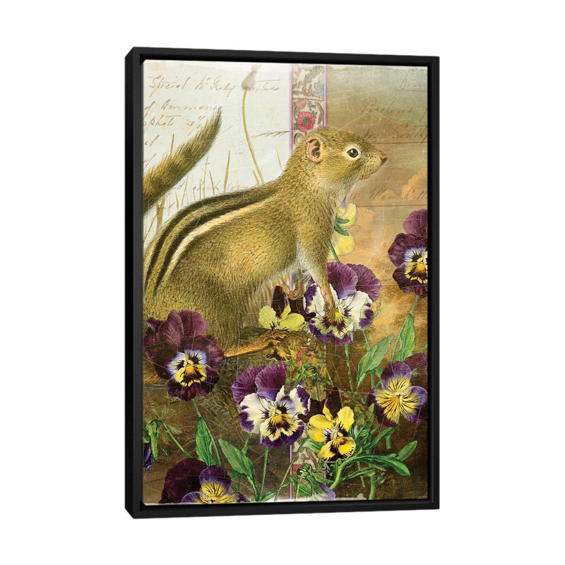 «Whimsical Animals Series: Chipmunk», impression sur toile tendue, 26" H x 18" W x 1.5" D, Black Framed
