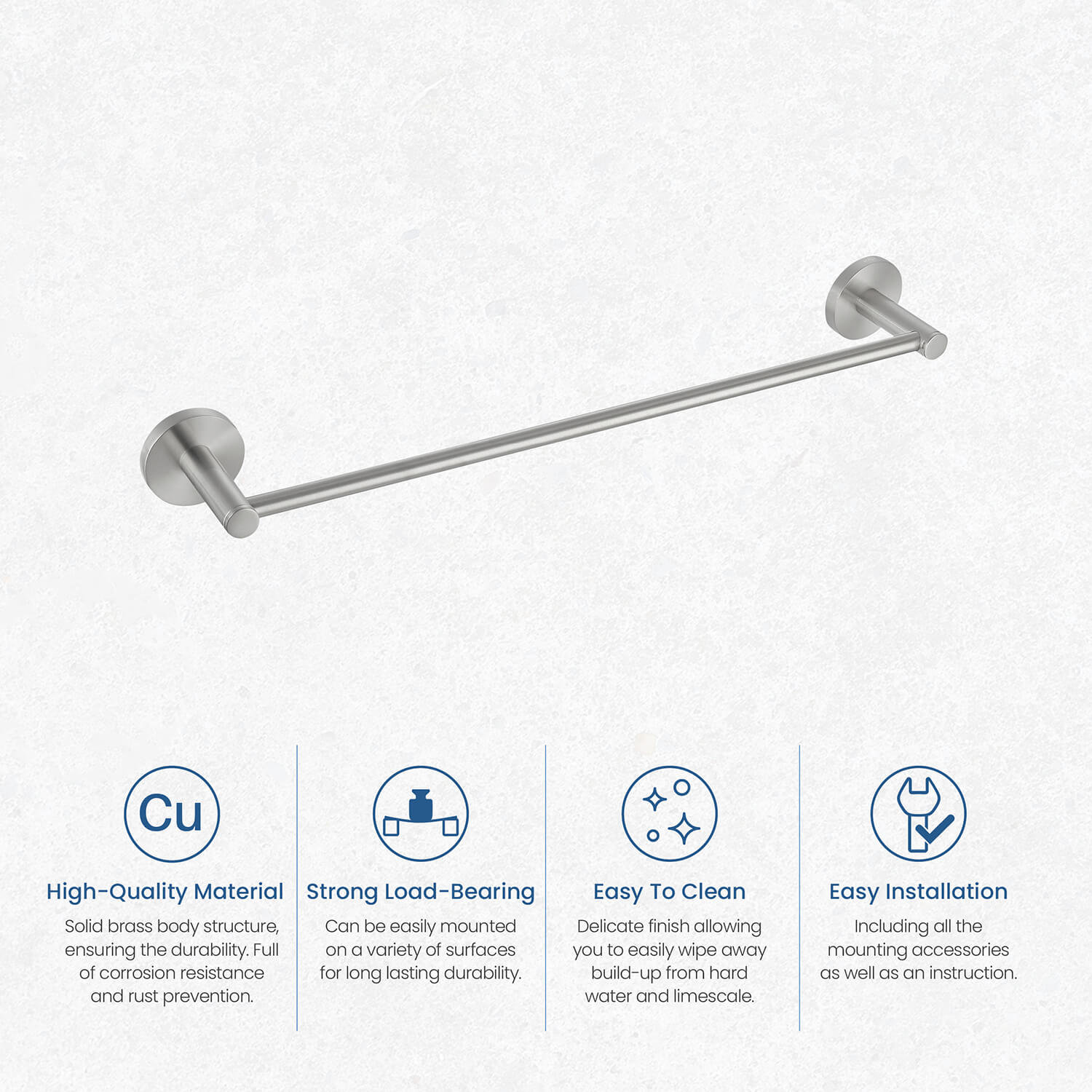 Circular 26" Wall Mounted Towel Bar, Brushed Nickel, 2.13" H x 19.81" W x 2.88" D