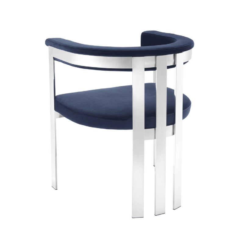 Clubhouse 18'' H Upholstered Armchair, Midnight Blue, Silver