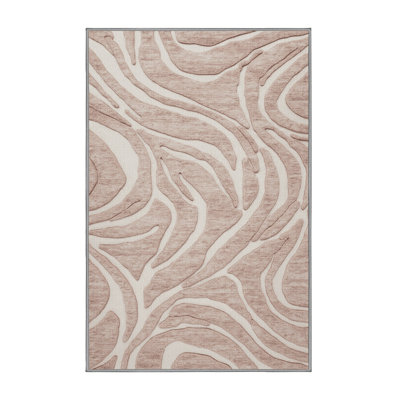 Tapis abstrait gris lavable à la machine