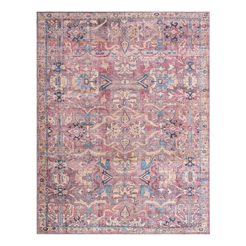 Tapis rose tissé à la machine Gwaltney, Rectangle 7 pi 10 po x 10 pi