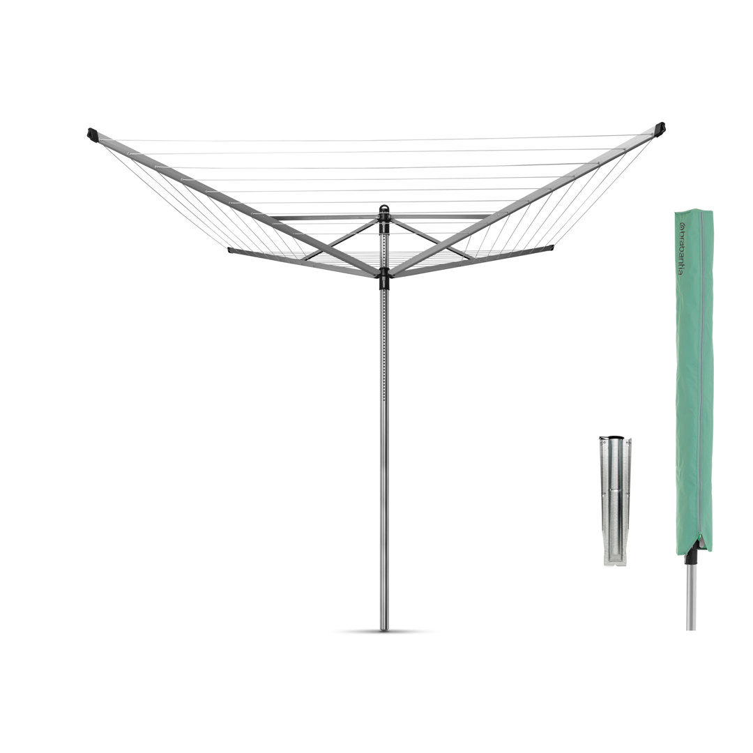 Brabantia Lift-O-Matic Outdoor Clothesline (164 Feet), with Metal Ground Spike and Protective Cover Brabantia