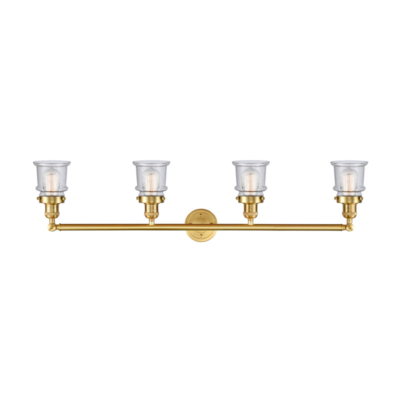Alexandira 4 - Light Dimmable Vanity Light, 60 Watt Vintage Incandescent Bulb, Seedy, Satin Gold