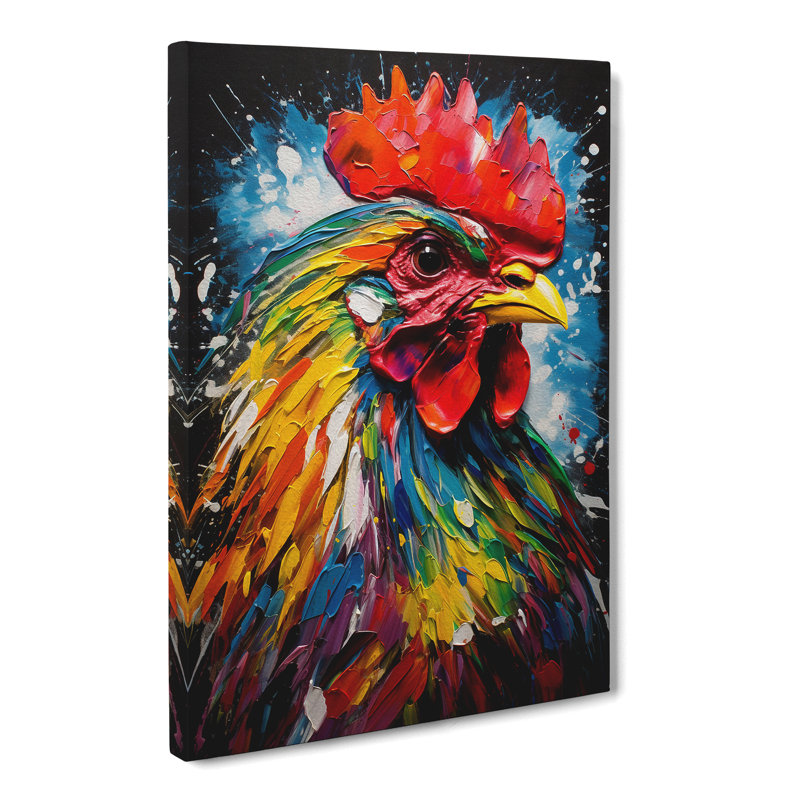 Rooster Action No.2 - No Frame Print, 76cm H x 50cm W x 3cm D