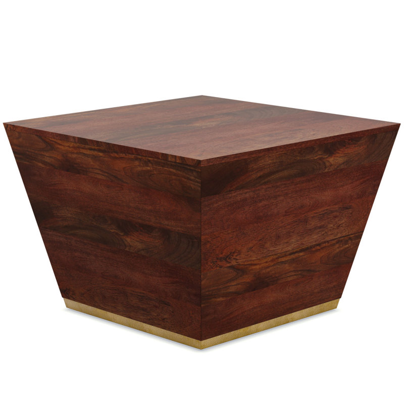 19" Brown Solid Wood Square End Table, Brown