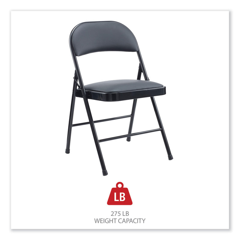 Black Armless Faux Leather Folding Reception Chair Set